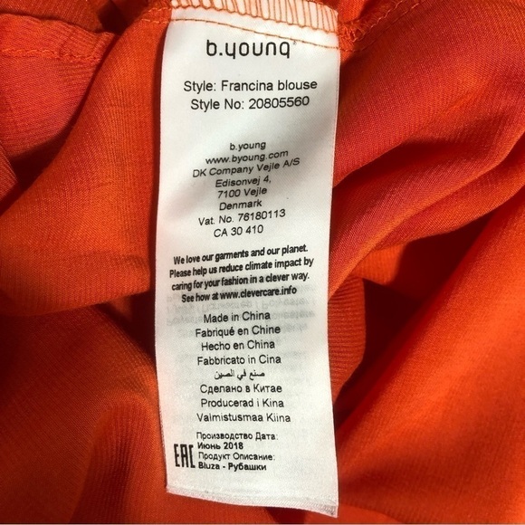 B. Young Francina Blouse Long Sleeve Orange, size 36 - Picture 7 of 9